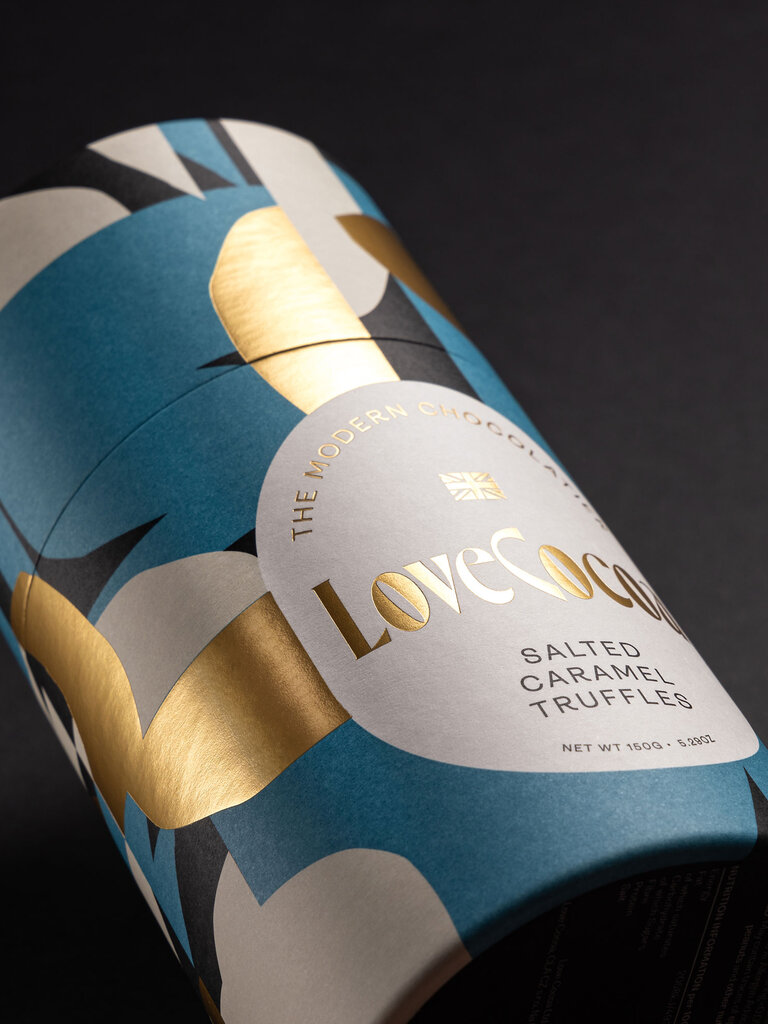 love cocoa salted caramel truffle packaging